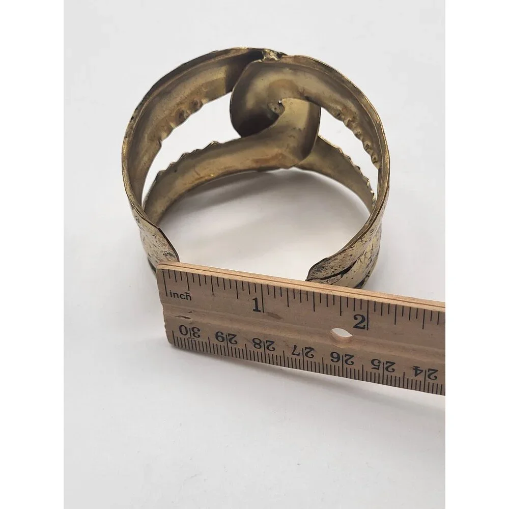 Anthropologie Intertwined Twist Tarnished Gold Tone Cuff Bracelet - Picture 12 of 12